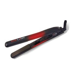 red and black lava branded hair straightening iron
