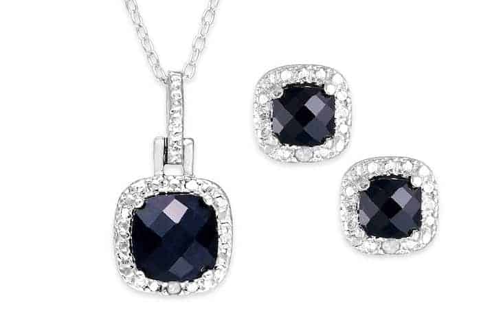 sapphire and diamond necklace and earrings set