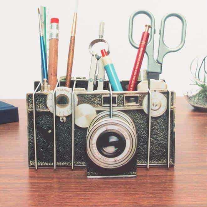 vintage camera desk organizer