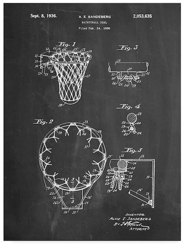 basketball net patent wall art