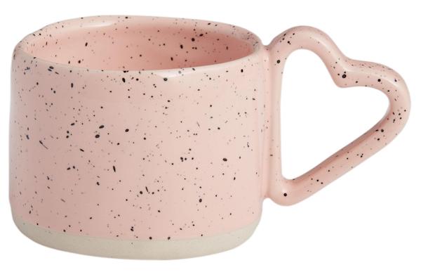 pink heart handle mug